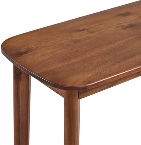 Calais Solid Wood Console Table with Woven Storage Shelf, Chestnut, 48 Inch