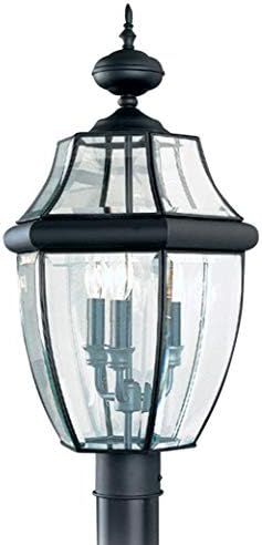 Sea Gull Lighting 8239-12 Lancaster Outdoor Post Lantern Outside Fixture, 24'' Height, Black
