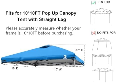 10x10 Pop Up Canopy Replacement Top Cover with Air Vent(Frame NOT INCUDE)
