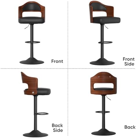 Swivel Bar Stools Set of 3,Bentwood Adjustable Height Barstools