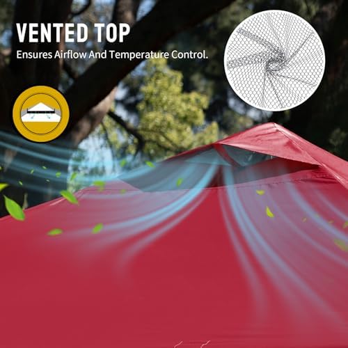 CROWN SHADES 10x10 Pop Up Canopy Tent with One Push Setup, Red