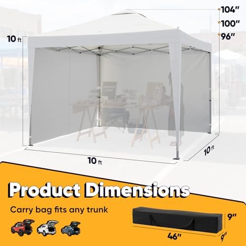 Quictent 10x10 Pop Up Canopy Tent with 2 Sidewalls