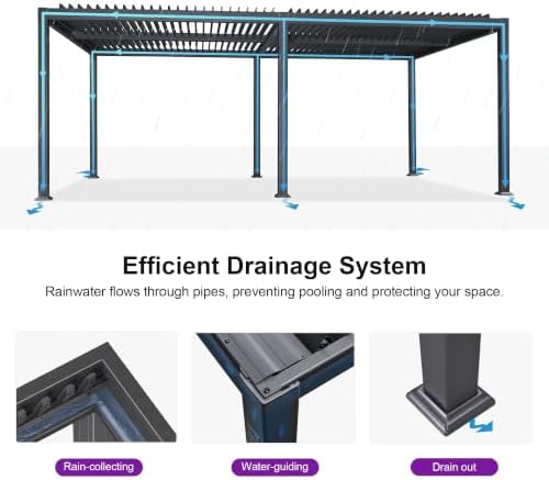 PURPLE LEAF Louvered Pergola 13' x 20' Aluminum Pergola w/Independent Roof