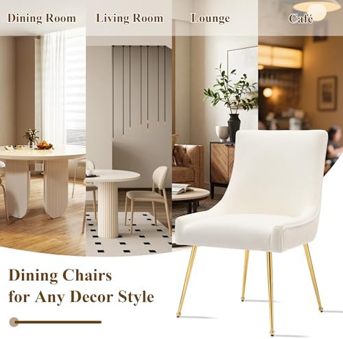 adochr Velvet Dining Chairs Set of 4 with Gold Metal Legs, Beige