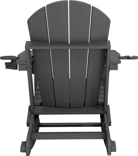 KINGYES Adirondack Rocking Chair with Ottoman and Cup Holders