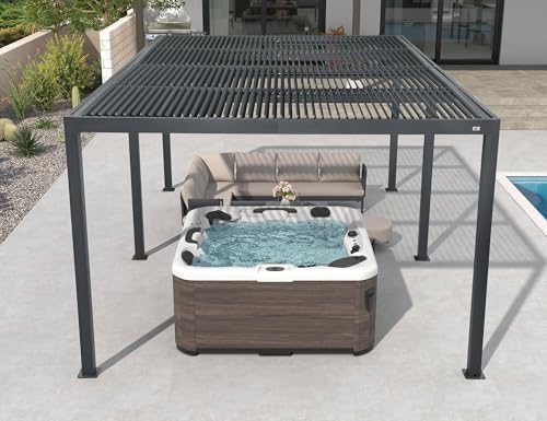 PURPLE LEAF Louvered Pergola 12' x 20' 94AS with Four Adjustable Roof Gray