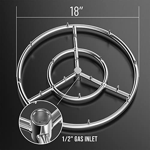 Skyflame 18 Inch Round Stainless Steel Fire Pit High Flame Burner Ring