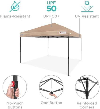 Best Choice Products 10x10 Pop Up Canopy Tent, EZ Setup, Tan