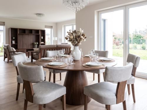 RIVOVA Mid Century Modern Dining Chairs Set of 4 PU Leather Upholstered Side Chairs, Modern Kitchen Armless Parson Chairs Solid Wood Dining Chairs, Grey