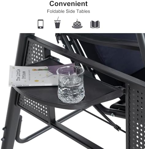 PURPLE LEAF Outdoor Swing 3-Seat with Adjustable Canopy, Navy