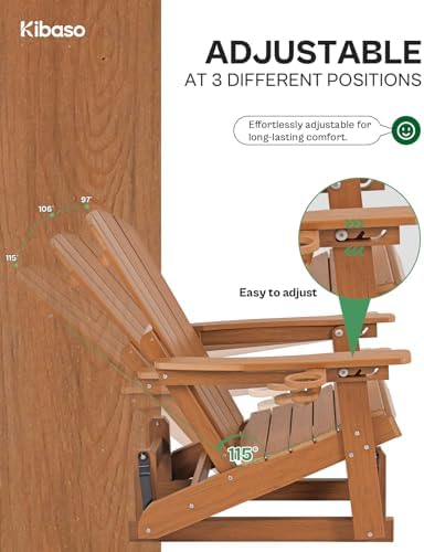 Adirondack Chairs, All-Weather Outdoor Gliders Set of 2,Teak