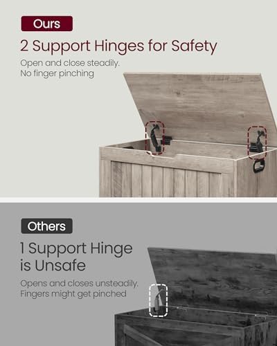 VASAGLE Storage Chest, 29.9 Inches Width Bench with 2 Safety Hinges