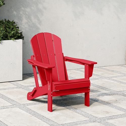 WestinTrends Malibu Outdoor Patio HDPE Folding Poly Adirondack Chair, Red