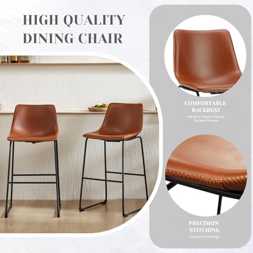 DUMOS Counter Height Bar Stools Set of 4, Faux Leather High Bar Chairs