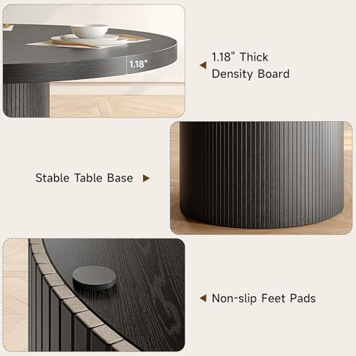 ONBRILL 47 Inch Round Dining Table for 4-6, Black