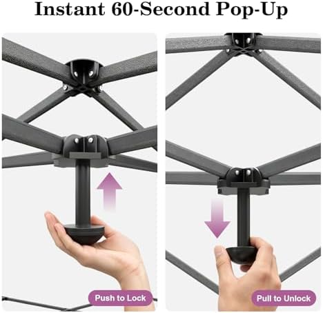 10x10 Pop Up Canopy with Sidewall, One Push Easy Setup, Black