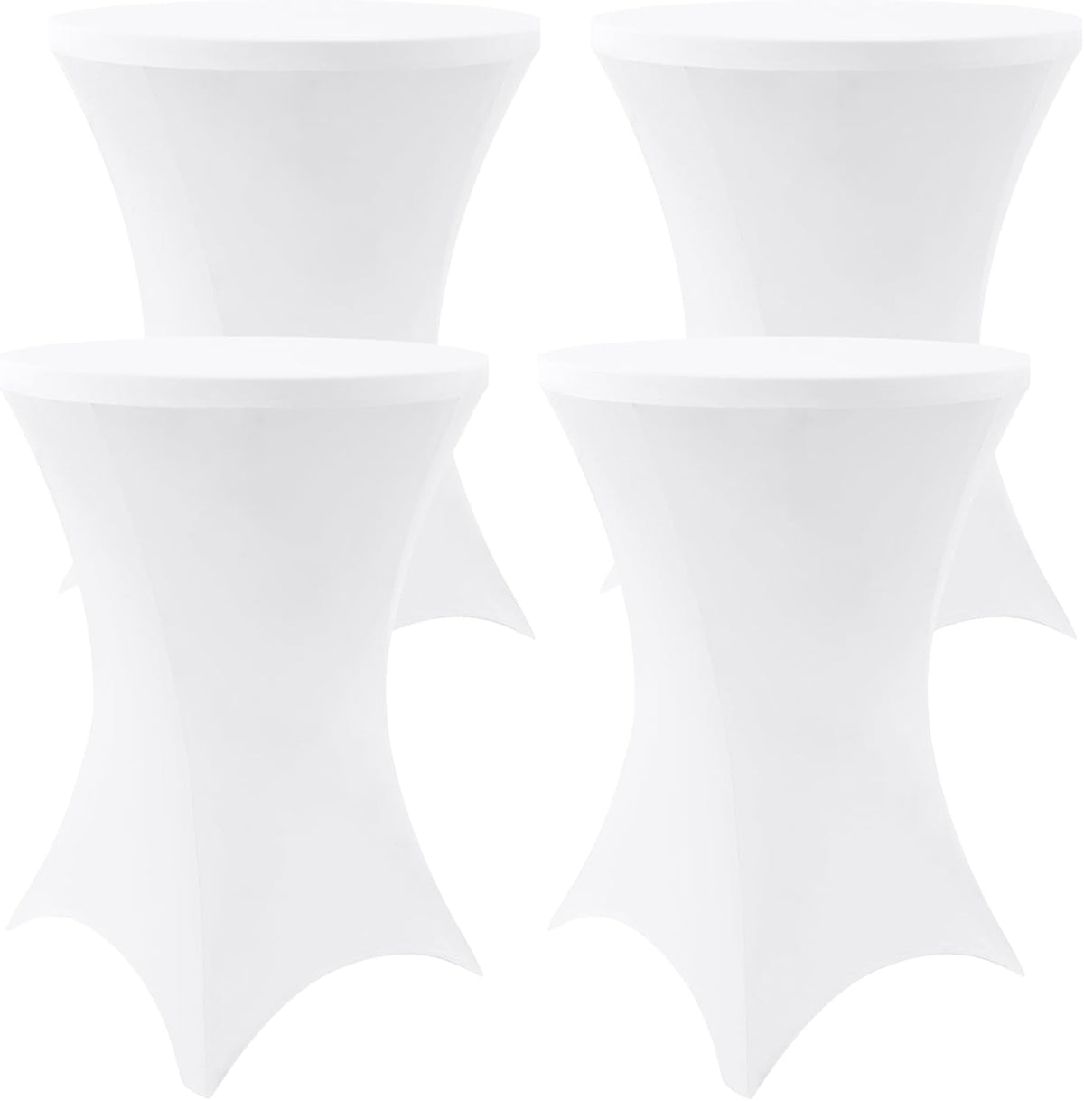 Moosfor Spandex Cocktail Table Covers 4 Pack, Elastic Fitted Stretch Table Cloth, Round High Top Tablecloths for Bar, Party, Pub, Wedding & Banquet (White, 32x43 Inch)