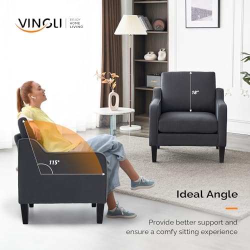 VINGLI Accent Chair, Linen Upholstered Armchair, 380 LBS, Living Room