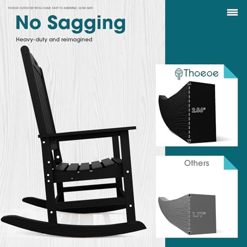 THOEOE Outdoor Rocking Chairs, Oversized Patio Rocking Chair