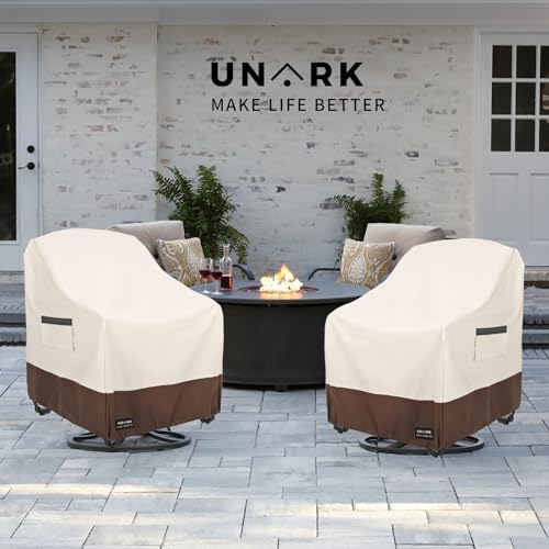 Outdoor Swivel Patio Chair Cover 4 Pack,600D Waterproof Heavy Duty Outdoor Chair Cover , Patio Furniture Covers, Outdoor Furniture Covers Waterproof, 30 W x 34 D x 36 H inches Beige and Brown