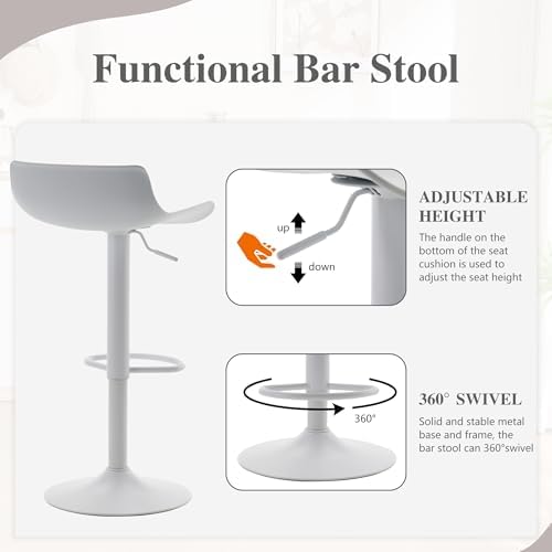 YOUNIKE Bar Stools Set of 2 Counter Height Chairs Modern Barstools White