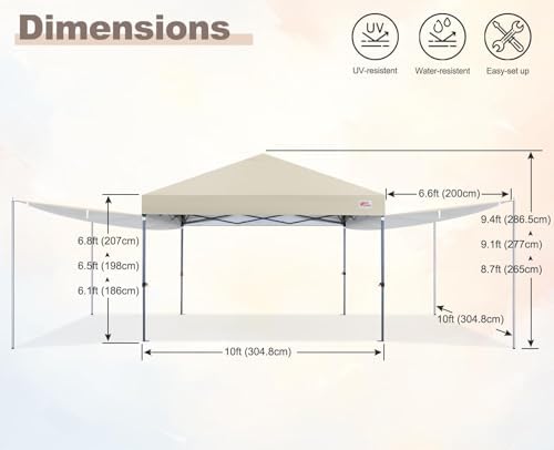 MASTERCANOPY 10x10 Pop Up Canopy Tent with 2 Shelters，230 Sq ft Beige