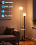 Lightdot Globe Floor Lamp with Table Black Candle Holder Style Floor Lamps