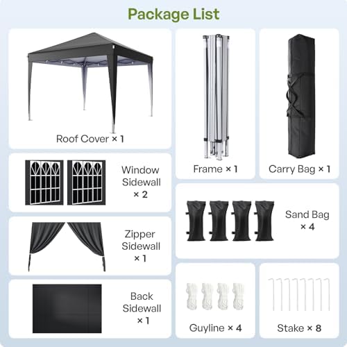 Driftalia 10x10 Pop Up Canopy Tent with Sidewalls, One-Push Instant Setup