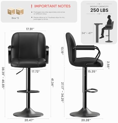 MALOL 3 Piece Bar Stool Set - Swivel High Chairs for Kitchen Island, Modern Bar Stools with Back, Adjustable Taburetes para Barra de Cocina