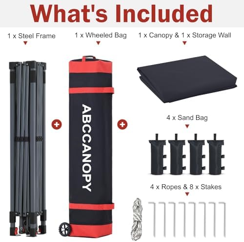 ABCCANOPY 10x10 Heavy Duty Pop Up Canopy Tent with Storage Sidewall, Black