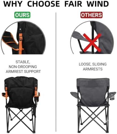 FAIR WIND Fully Padded Oversized Camping Chair Heavy Duty for Adults