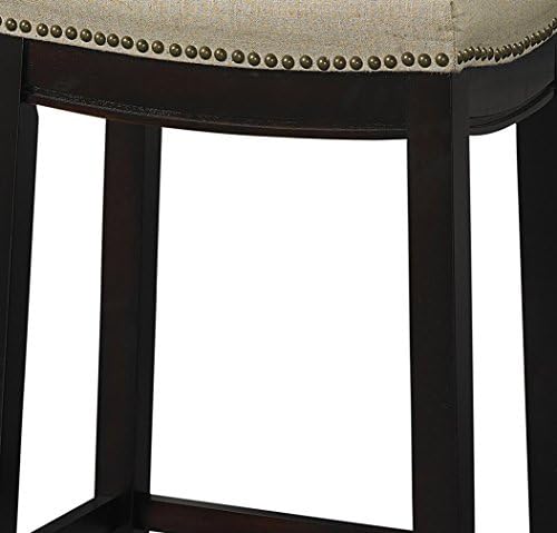 Linon Harper Beige & Dark Walnut 24" Counter Stool, Beige/Dark Walnut (98325WAL-01-KD)