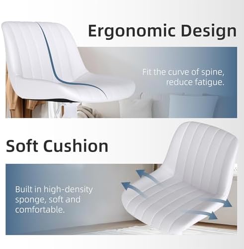 Youhauchair Adjustable Faux Leather Bar Stools Set of 2, White