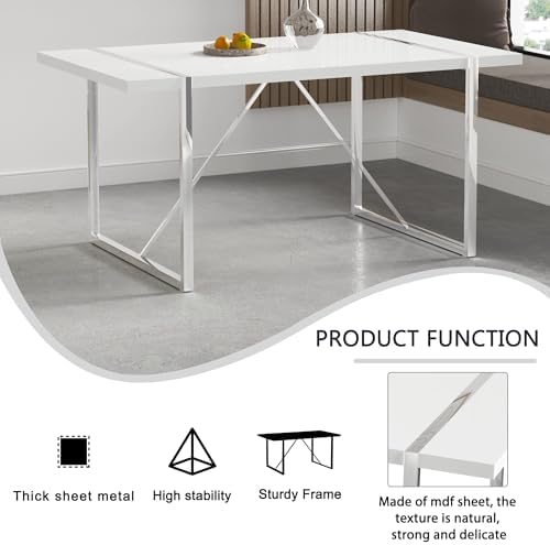 gopop Dining Table Set for 6, Modern Kitchen Table Chairs Set of 6, 7-Piece