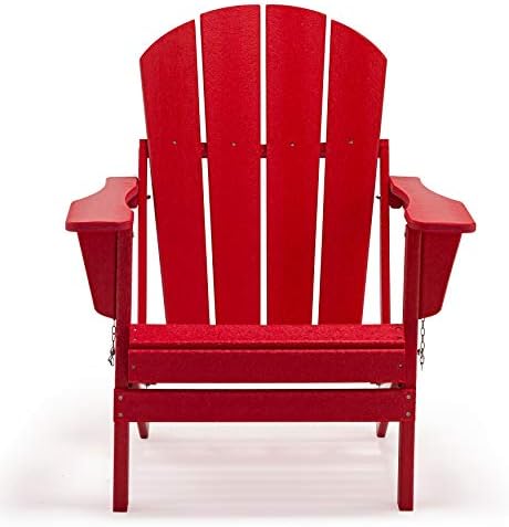 WestinTrends Malibu Outdoor Patio HDPE Folding Poly Adirondack Chair, Red