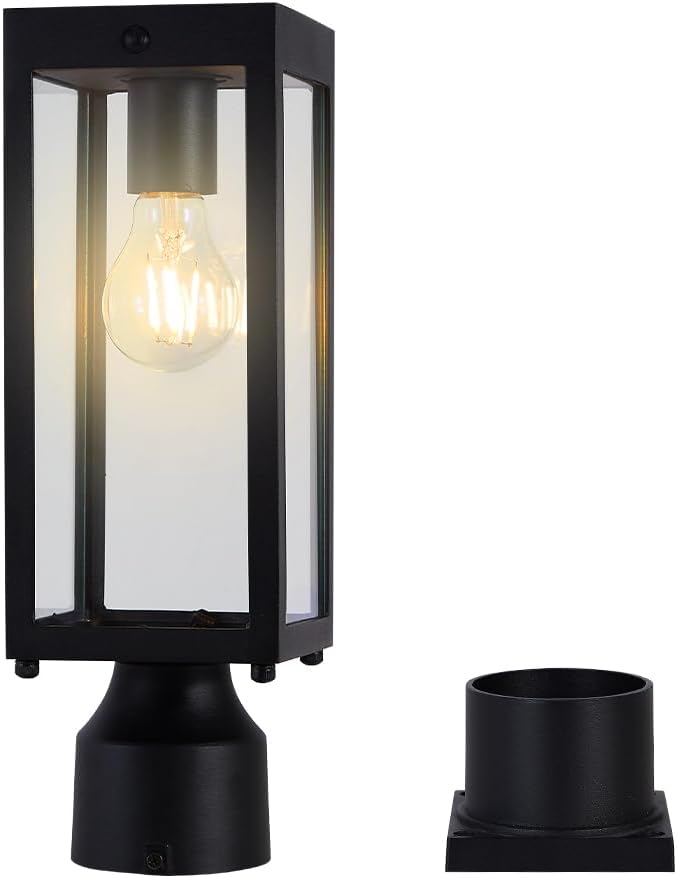 Dusk to Dawn Solar Lamp Post Light,14.5in, Matte Black