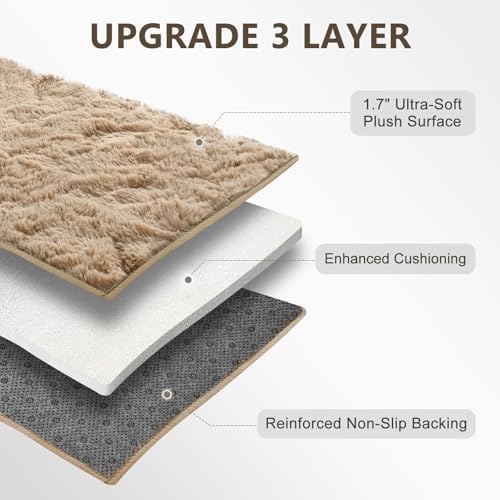 10x14 Extra Large Fluffy Shaggy Area Rugs Non-Slip for Living Room Beige