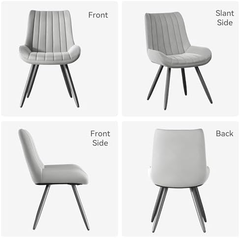 Dining Chairs Set of 2, Mid Century Modern Kitchen Chairs with Soft Cushion, Comfortable Upholstered Fabric Dining Room Chairs for Kitchen, Light Grey