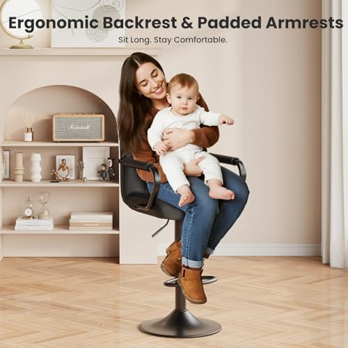 MALOL 3 Piece Bar Stool Set - Swivel High Chairs for Kitchen Island, Modern Bar Stools with Back, Adjustable Taburetes para Barra de Cocina