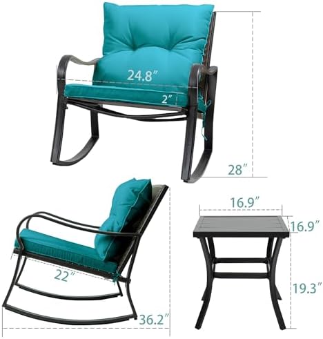 Kozyard 3 Piece Outdoor Rocking Chairs Patio Bistro Set