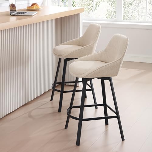 Zesthouse Swivel Bar Stools Set of 2, Modern Counter Height Stool with Back