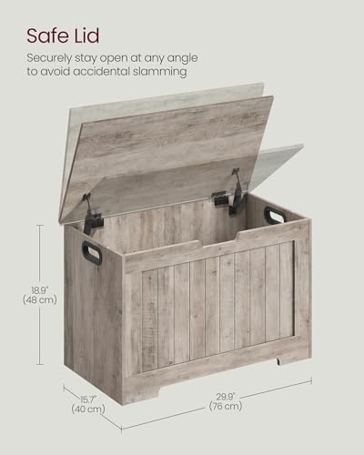 VASAGLE Storage Chest, 29.9 Inches Width Bench with 2 Safety Hinges