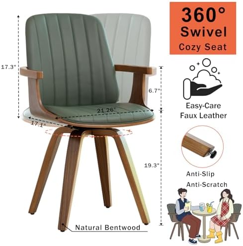 MCM dining Chairs, Faux Leather Dining Chairs with Walnut Craftsmanship