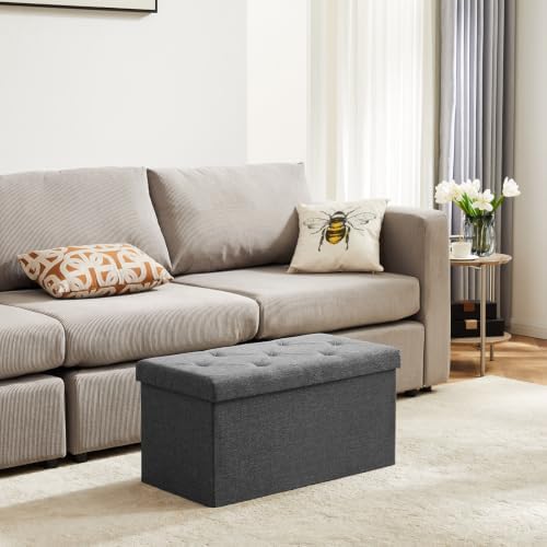 DUMOS 43 Inch Foldable Storage Ottoman Bench, Large Ottoman with Storage