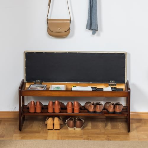 latifolia 2 Tier Shoe Rack Bench with Flip-Top Storage, Grey
