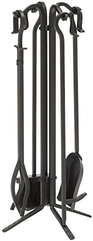 UniFlame 5-Piece Black Wrought Iron Fireplace Tools Set (F-11140)