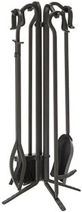 UniFlame 5-Piece Black Wrought Iron Fireplace Tools Set (F-11140)