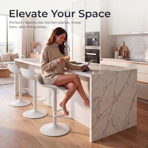 YOUNIKE Bar Stools Set of 2 Counter Height Chairs Modern Barstools White