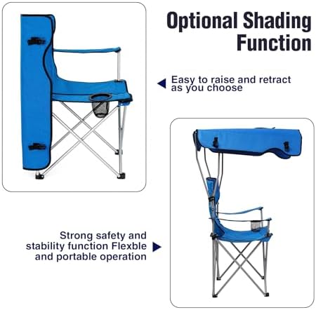 REDCAMP Portable Folding Camping Chairs with Canopy, Blue