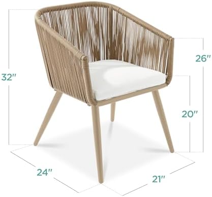 Best Choice Products Set of 2 Patio Dining Chairs, Outdoor Seating for Backyard, Poolside, Balcony w/Woven Wicker Design, 250lb Weight Capacity - Natural/Ivory/Natural